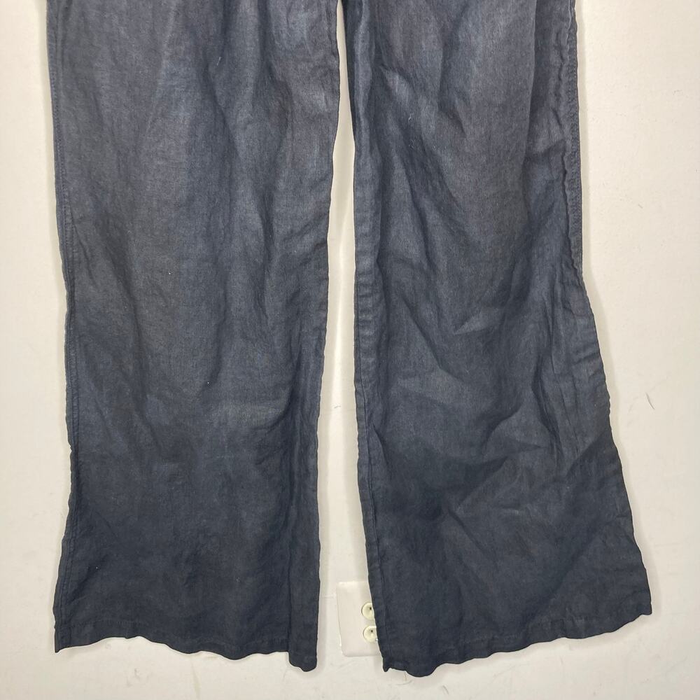 Bella Dahl Summer 100% Linen Roll Over Pants Palazzo Wide Leg Black Womens Sz M - Picture 9 of 16